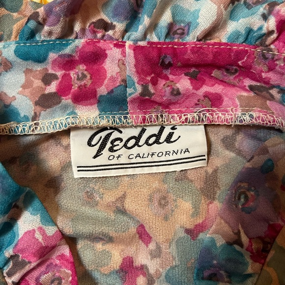 70s vintage Teddy of California floral polyester button down blouse - Picture 9 of 11